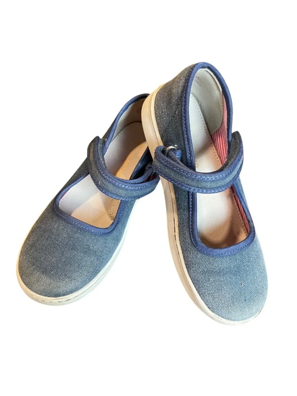 L'amour Jenna Mary‎ Jane Flat Girls Size 13 Chambray Blue Hook and Loop Closure